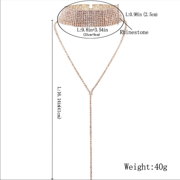 Gold Choker Necklace Diamond - Picture 3 of 3